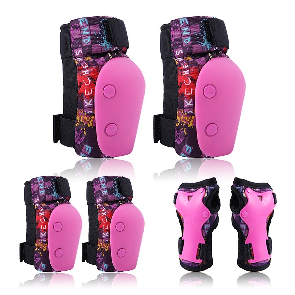 6 in 1 Kids Bike Pads Set Knee Elbow Wrist Guards Sport Protective Gear for Cycling Skateboard Roller Skating