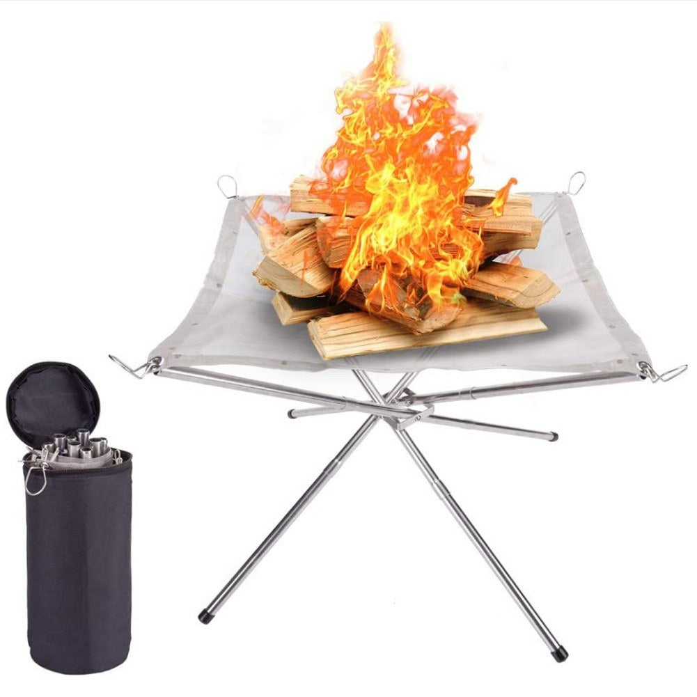 Camping Campfire Fire Rack Backyard Heating Mesh Pit Folding Wood Stoves Bonfire Frame